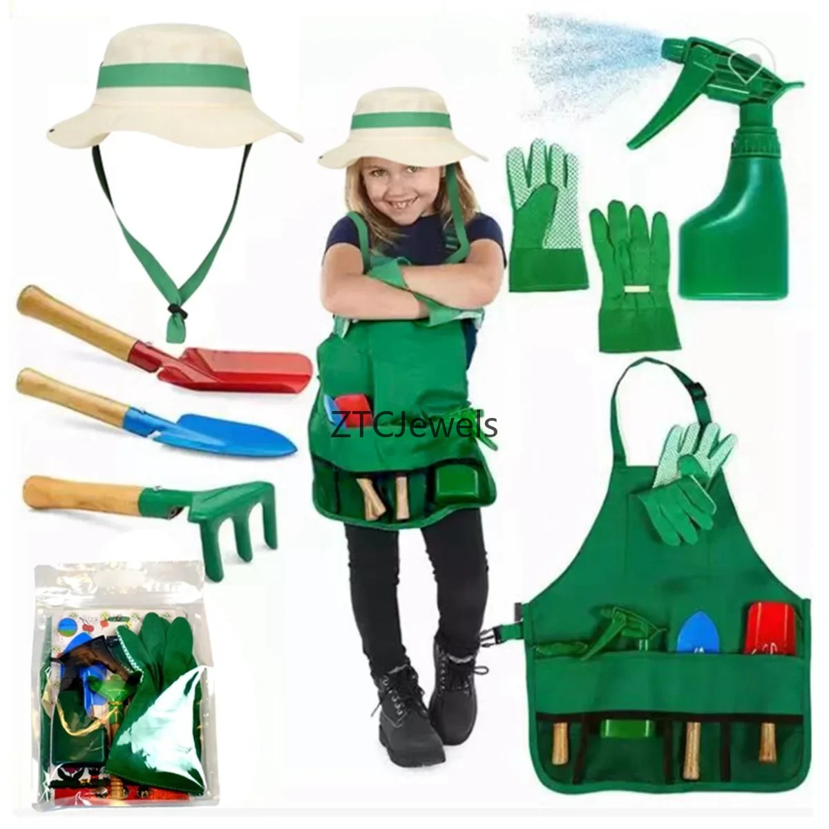 Kids Garden Apron Tool Set wit - Gardening Tools Kids Set recension och pris